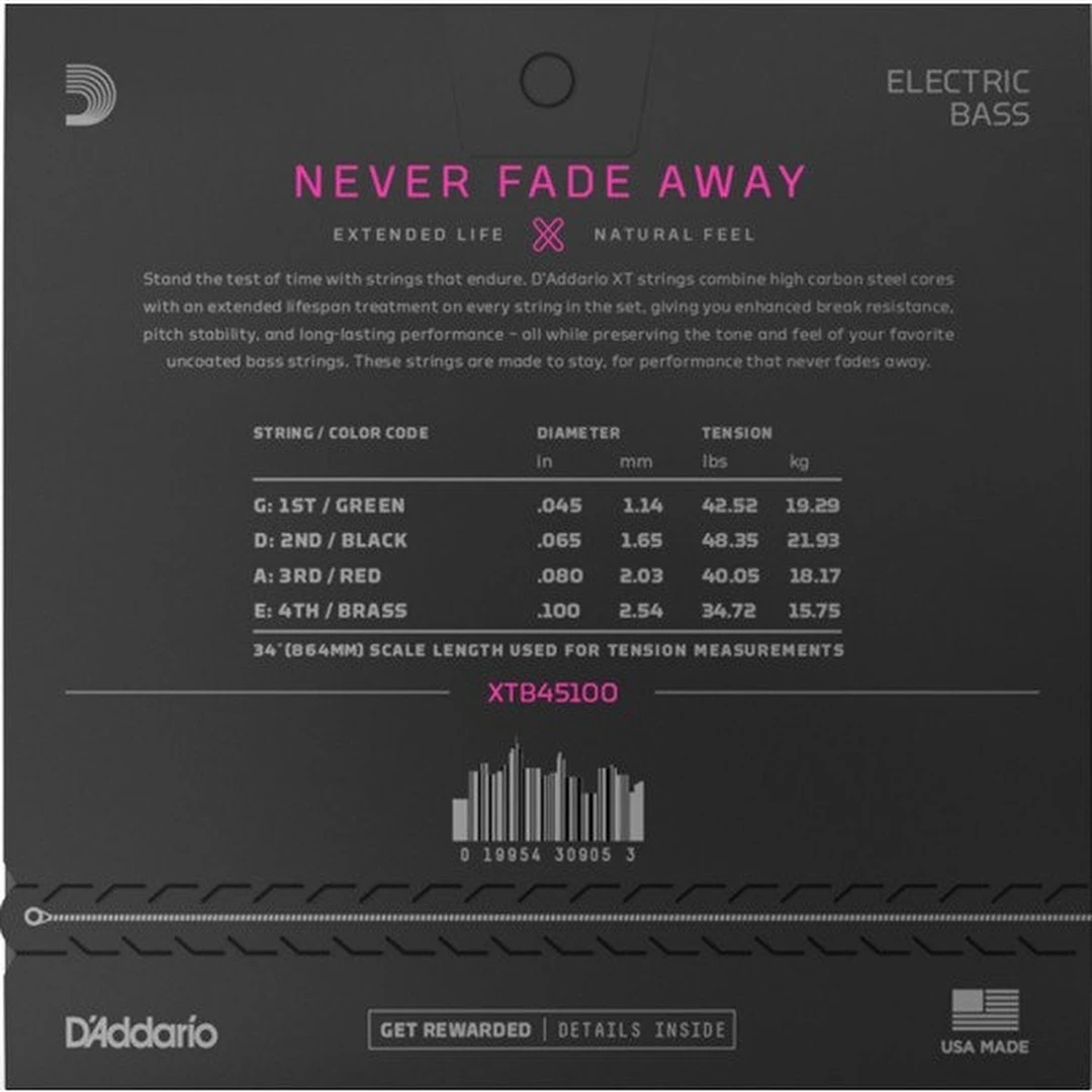 Струны для бас-гитары D'Addario XTB45100 45-100