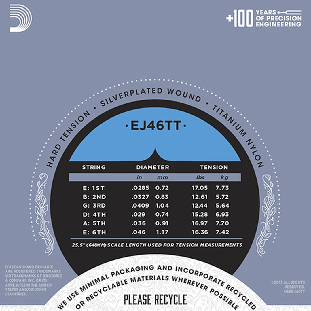 Струны для классической гитары D'Addario EJ46TT 28.5-46