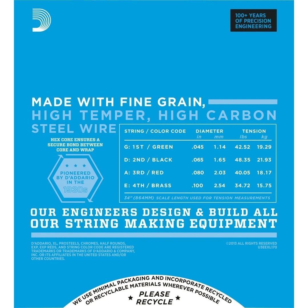 Струны для бас гитар D'Addario EXL170 45-100 4-String