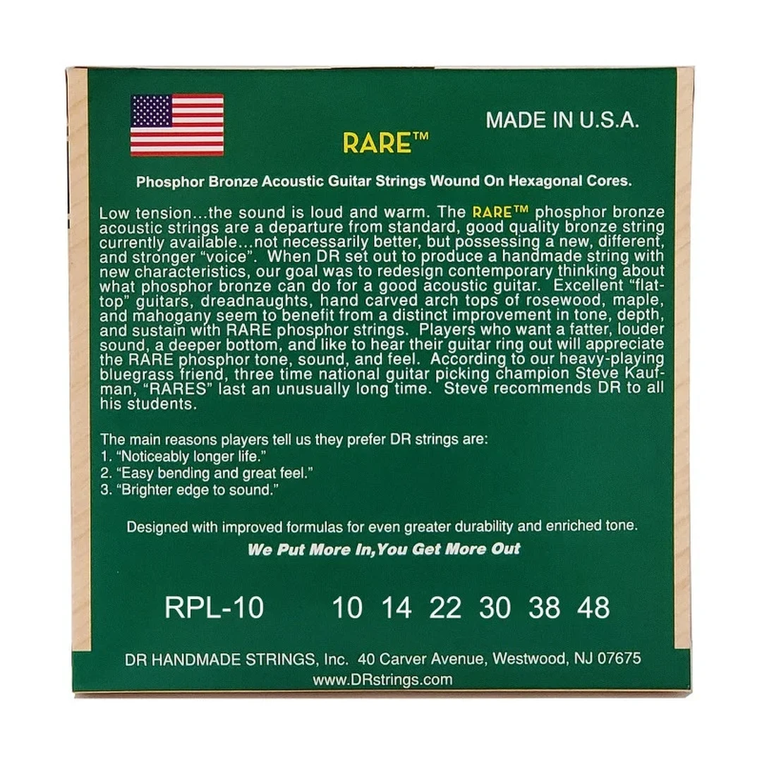 Струны для акустической гитары DR Rare RPL-10 10-48