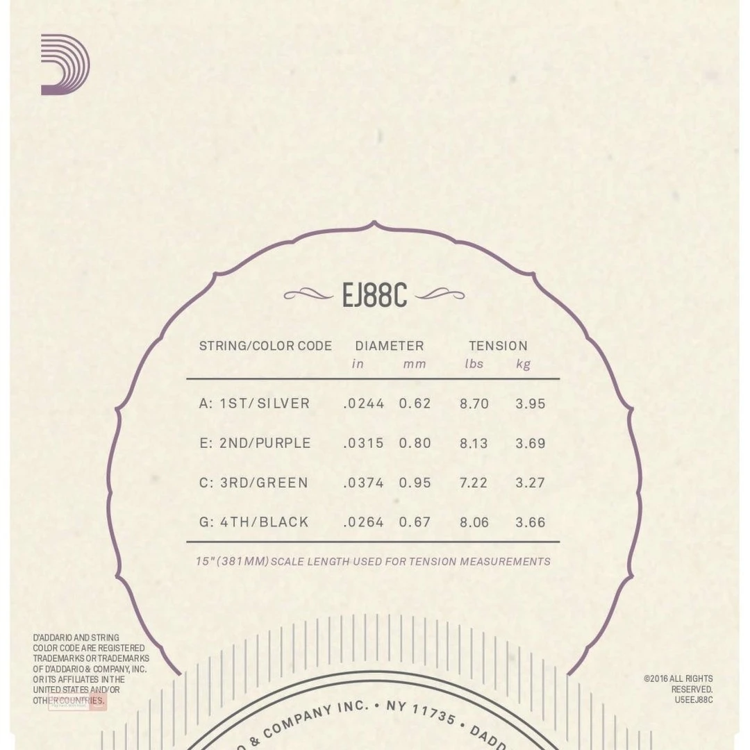 Струны для укулеле D’Addario EJ88C