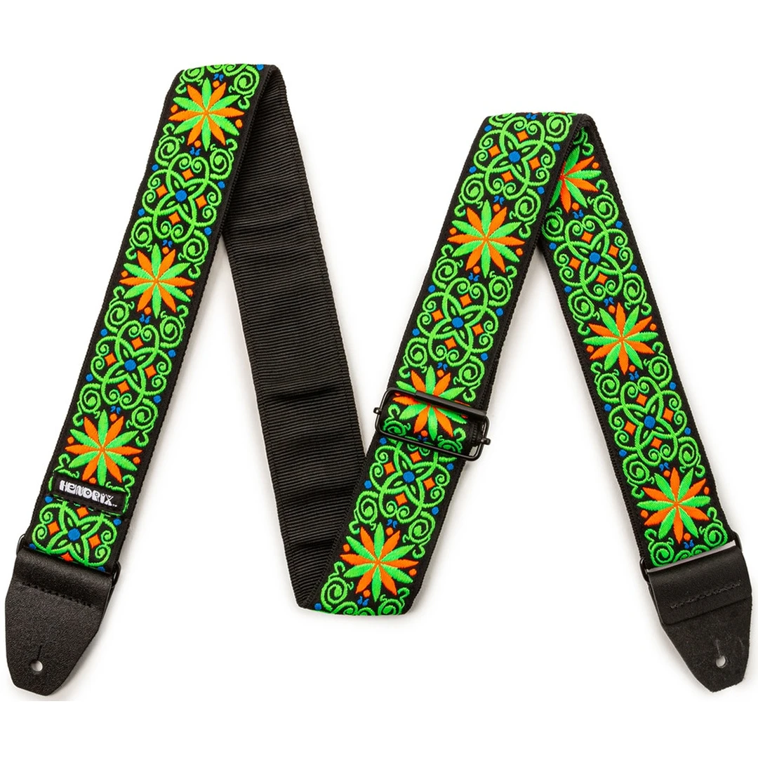 Ремень для гитары Dunlop JH26 Hendrix Blacklight Fillmore Green
