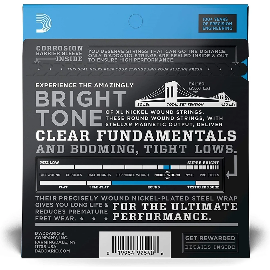 Струны для бас-гитары D’Addario EXL180 35-95
