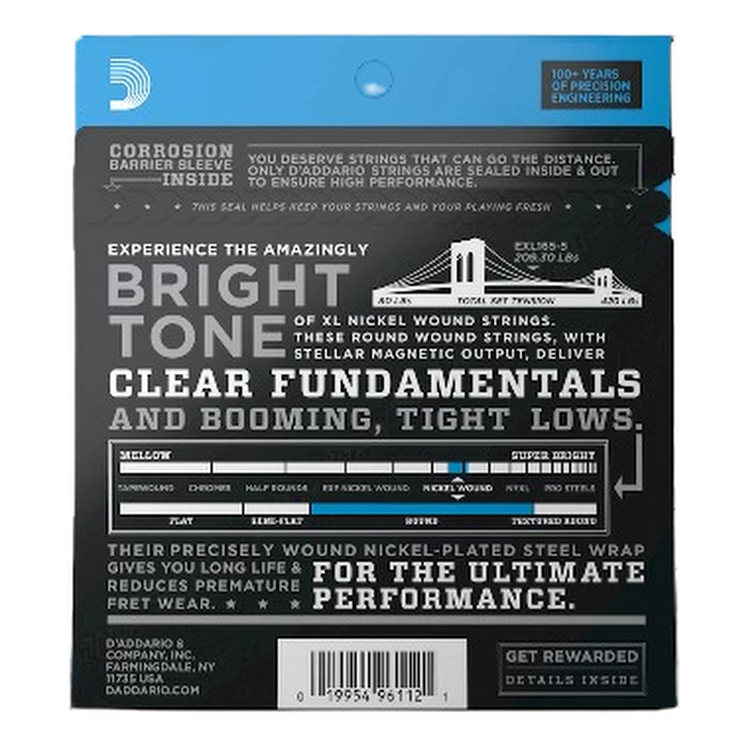 Струны для бас-гитары D'Addario EXP165 45-105