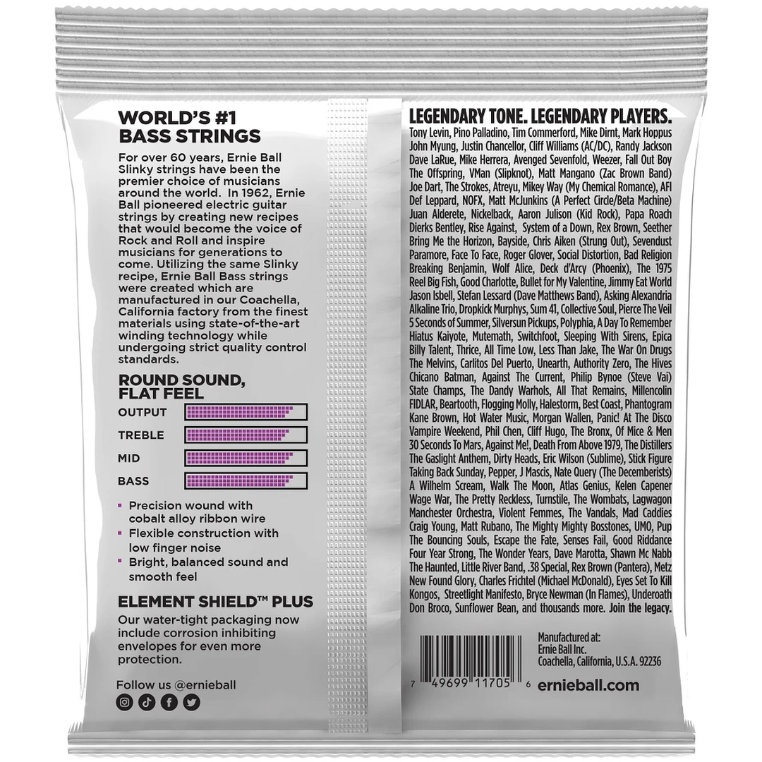 Струны для бас-гитары Ernie Ball 2817 Power Slinky Flatwound Short Scale 50-110