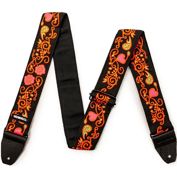 Ремень для гитары Dunlop JH23 Hendrix Blacklight Monterey Orange