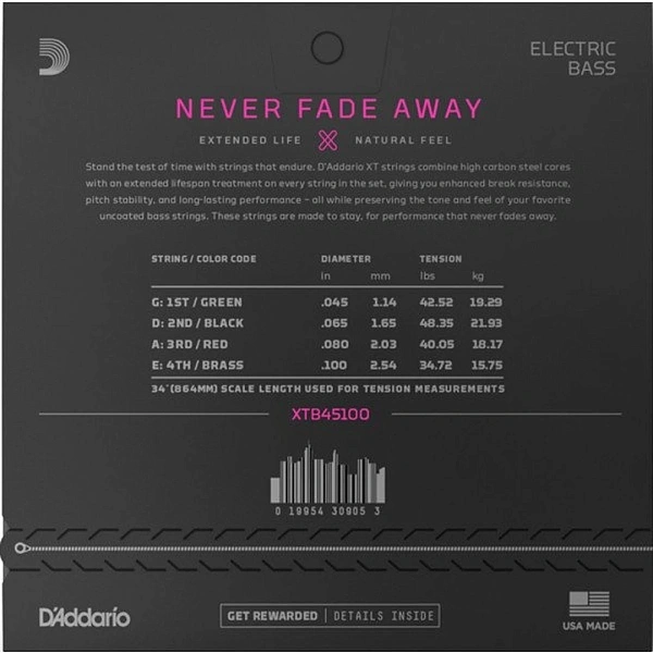 Струны для бас-гитары D'Addario XTB45100 45-100