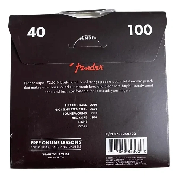 Струны для бас-гитары Fender 7250L 40-100 Long Scale