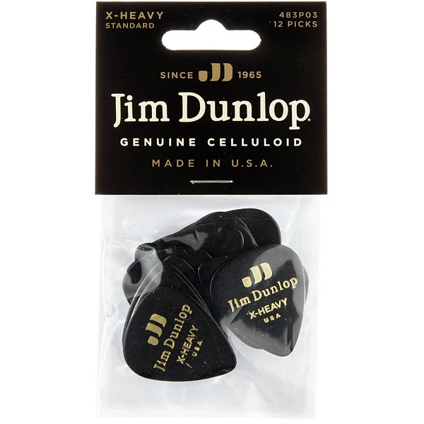 Набор медиаторов Dunlop 483P03XH Celluloid Black Extra Heavy