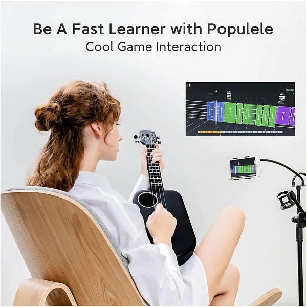 Укулеле PopuMusic Populele 2 Smart Ukulele Carbon Fiber Edition Pink