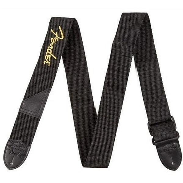 Ремень для гитары Fender 2" Black Poly Strap w/ Yellow Fender Logo
