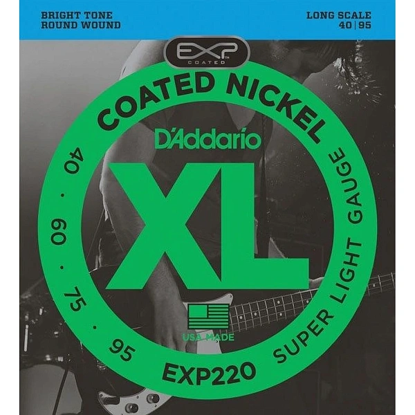 Струны для бас-гитары D'Addario EXP220 Coated Nickel 40-95