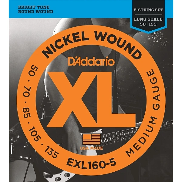 Струны для бас гитар D'Addario EXL160-5 50-135 5-String