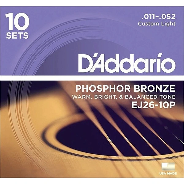 Струны для акустической гитары D’Addario EJ26-10P 11-52