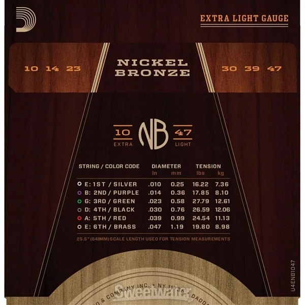 Струны для акустической гитары D'Addario NB1047 10-47
