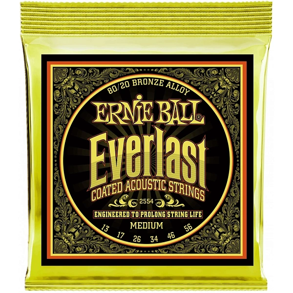 Струны для акустической гитары Ernie Ball 2554 Everlast 80/20 Bronze 13-56