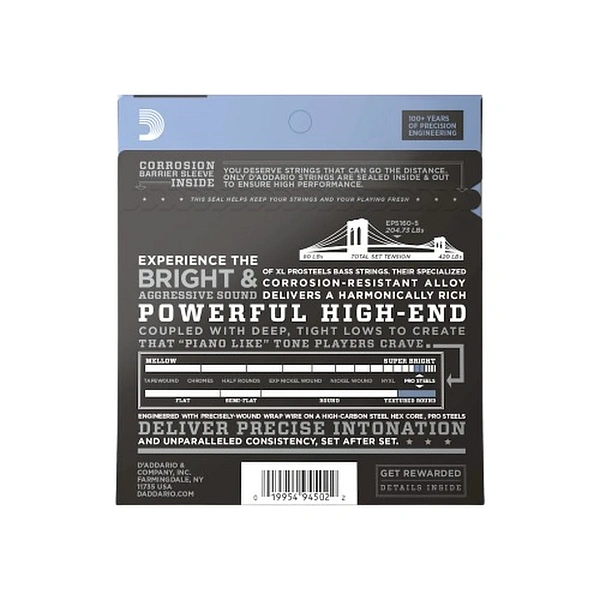 Струны для бас-гитары D'Addario EPS170 45-100