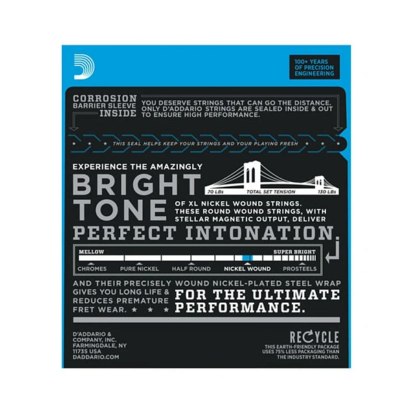 Струны для электрогитары D'Addario EXL130 8-38