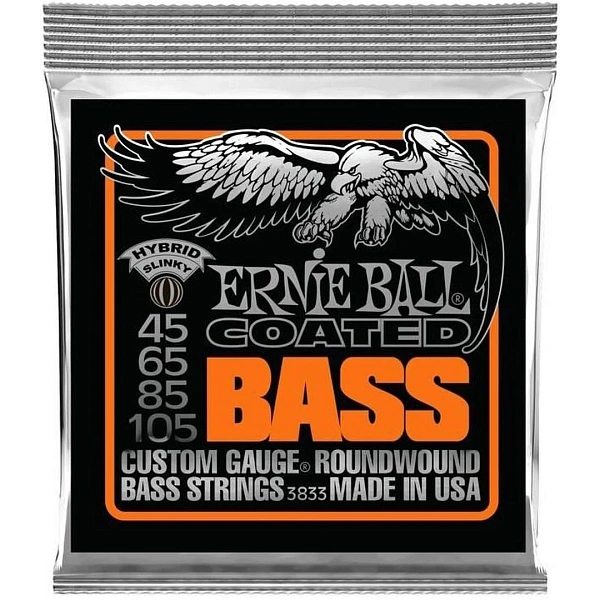 Струны для бас-гитары Ernie Ball 3833 Coated Bass Hybrid Slinky 45-105