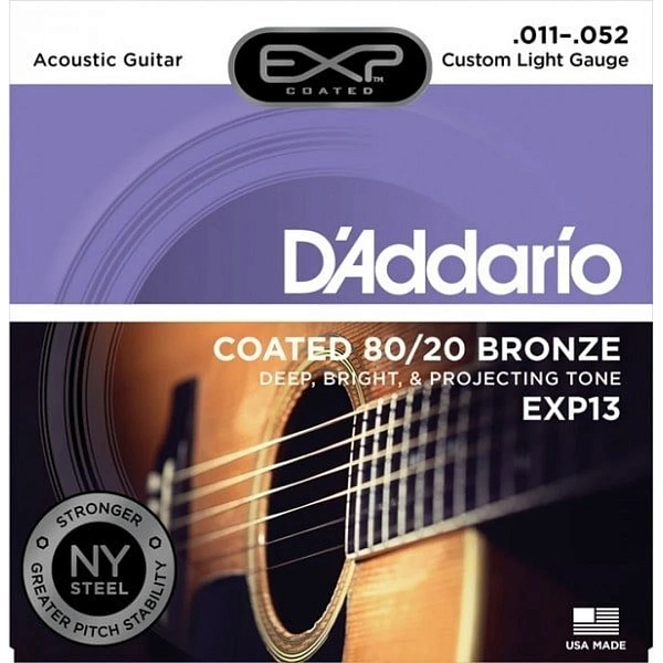 Струны для акустической гитары D'Addario EXP13 Custom Light 11-52