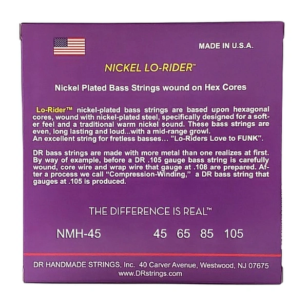 Струны для бас-гитары DR Nickel Lo-Rider NMH-45 45-105