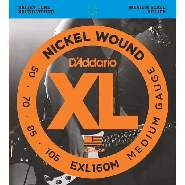 Струны для бас-гитары D’Addario EXL160M 50-105