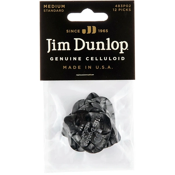 Набор медиаторов Dunlop 483P02MD Celluloid Black Pearloid Medium