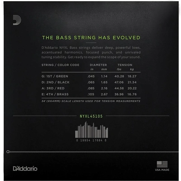 Струны для бас-гитары D’Addario NYXL45105 45-105