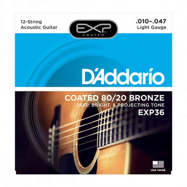 Струны для 12-ти струнной акустической гитары D’Addario EXP36 10-47