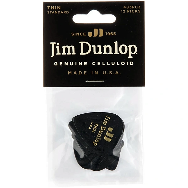 Набор медиаторов Dunlop 483P03TH Celluloid Black Thin